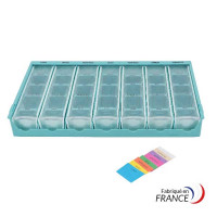 Plateau de distribution hebdomadaire de médicaments avec étiquettes 7 jours - 320x200x40 mm