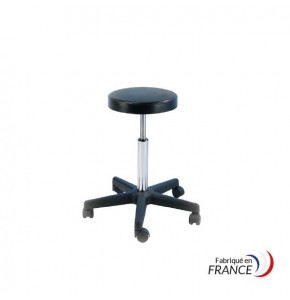 Tabouret commande manuelle - polyamide assise noire Ø 320 mm - 5 roues Ø 50 mm