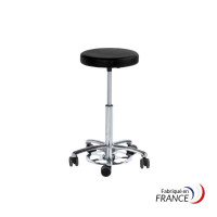 Tabouret noir commande au pied assise Ø360 mm - H 530 / 720 mm