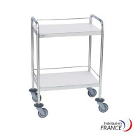 Stainless steel utility cart, 2 shelves, 60x40 with handles, 4 railings (2/60, 2/40), without brakes