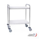 Stainless steel utility cart, 2 shelves 75x50 cm, with handles, without railings and without brakes