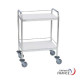 Stainless steel utility cart, 2 shelves, 75x50 with handles, 4 railings (2/75, 2/50), without brakes