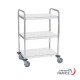 Stainless steel utility cart, 3 shelves 60x40 cm, with handles, without railings and without brakes