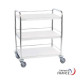 Stainless steel utility cart, 3 shelves, 60x40 with handles, 4 railings (3/60, 4/40), without brakes