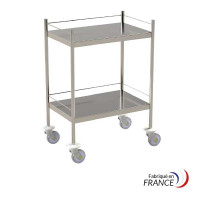 Stainless steel pedestal table 2 trays 75x50 - 6 railings 2/75 4/50, without handles and without brake