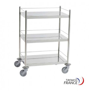 Guéridon inox 3 plateaux 60x40 -  9 galeries 3/60 6/40, sans poignées et sans frein