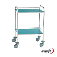 Colored stainless steel utility cart, 2 shelves, 60x40 cm, with handles, 4 railings (2/60, 2/40), without brakes