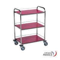 Colored stainless steel utility cart, 3 shelves, 60x40 cm, with handles, 7 railings (3/60, 4/40), without brakes