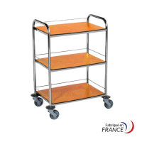 Colored stainless steel utility cart, 3 shelves, 75x50 cm, with handles, 7 railings (3/75, 4/50), without brakes