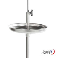 Plateau rond en inox Ø36 cm pour pied à perfusion