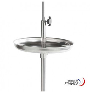 Plateau rond en inox Ø36 cm pour pied à perfusion