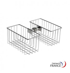 Double panier en inox sur pied - 28 x 13 x 14 cm