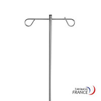 Colored steel star-base IV stand, 2 stainless steel safety hooks, stainless steel sleeve Ø30 mm, Ø50 mm casters