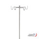 Stainless steel IV stand, 4 U-hooks, stainless steel sleeve Ø30 mm, Ø50 mm casters