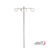 IV stand with polyamide base, 4 safety hooks, stainless steel sleeve Ø30 mm, Ø50 mm casters