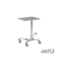 Assistant muet en inox hydraulique avec plateau à bords tombés 60x45 cm et sans frein