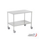 Instrument table 400 x 400 mm - 2 stainless steel trays - without brake - 25 mm square tube