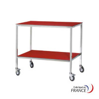 Stainless steel instrument table - 600 x 400 mm - 2 trays - without brake