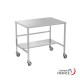 Table with 2 stainless steel trays - 1000 x 700 mm for packaging