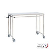 Table pont hydraulique en inox - 1200 x 600 mm - bords tombés  - sans frein