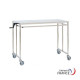 Hydraulic stainless steel over-bed table - 1200 x 600 mm - dropped edges - without brakes